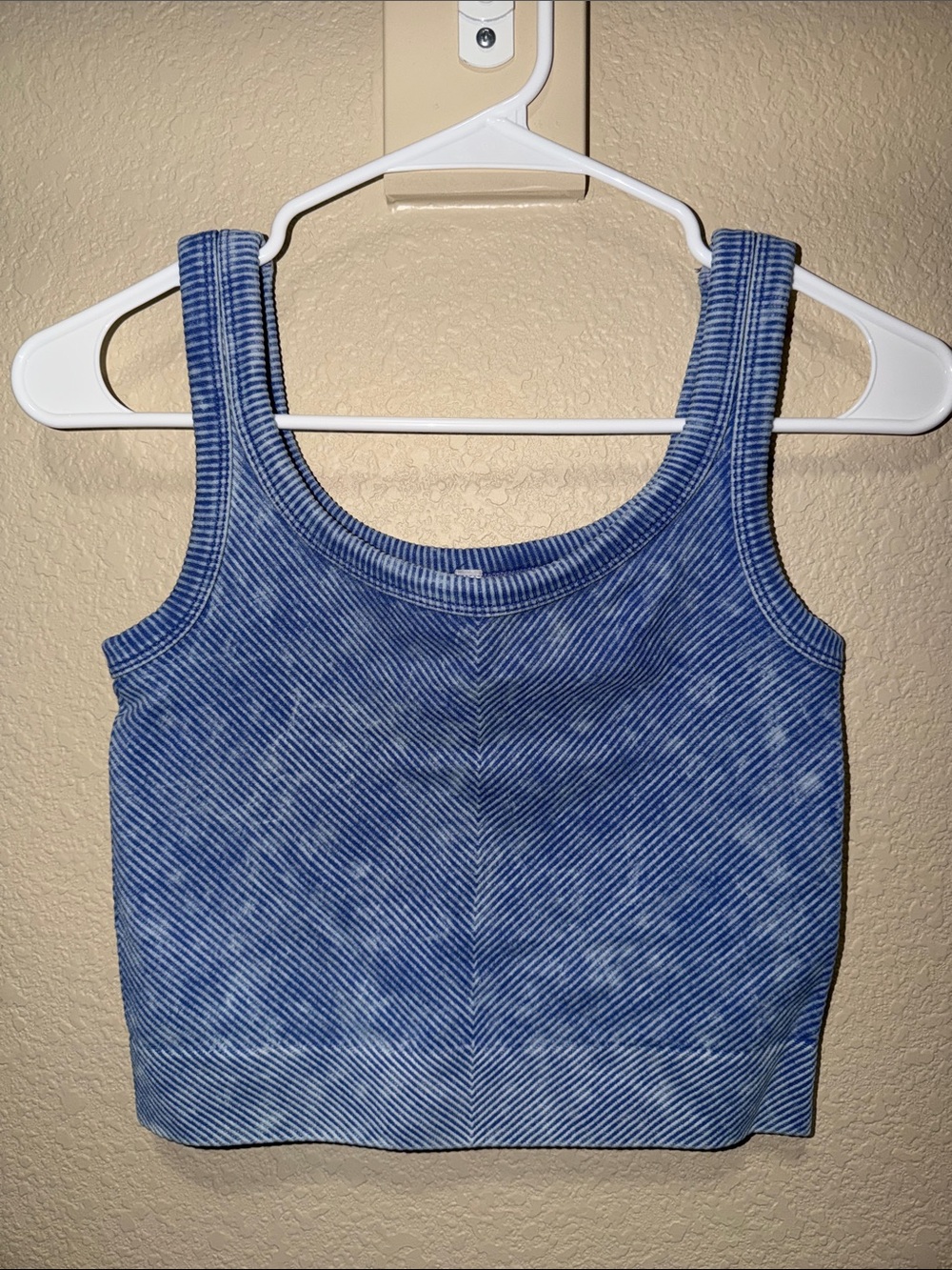 Zenana Ribbed Brami Tank Acid Wash Blue S/M